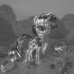 Size: 894x894 | Tagged: safe, alternate version, artist:malte279, imported from derpibooru, part of a set, rarity, pony, unicorn, craft, embossing, gem, grayscale, jewel, metal foil, monochrome