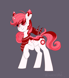 Size: 1488x1665 | Tagged: safe, artist:neonishe, imported from derpibooru, oc, oc only, oc:strawberry swirl, pony, unicorn, horn, simple background, solo, unicorn oc