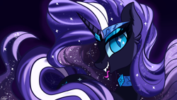 Size: 3840x2160 | Tagged: safe, artist:sadtrooper, idw, imported from derpibooru, nightmare rarity, pony, unicorn, colored pupils, ear fluff, female, looking at you, mare, open mouth, profile, sharp teeth, solo, teeth, tongue out