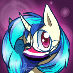 Size: 482x484 | Tagged: safe, artist:kaywhitt, imported from derpibooru, dj pon-3, vinyl scratch, pony, unicorn, commission, coronavirus, covid-19, face mask, female, genderfluid, genderfluid pride flag, jewelry, mask, one eye closed, pride, pride flag, solo, wink, ych result