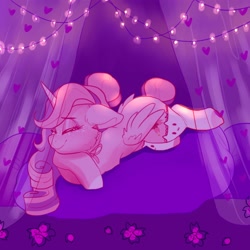 Size: 3000x3000 | Tagged: safe, artist:h0rsefeathers, imported from derpibooru, oc, oc only, pony, bed, lying down, solo