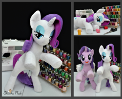 Size: 3071x2480 | Tagged: safe, artist:azurier, artist:shunnkai, imported from derpibooru, rarity, starlight glimmer, pony, irl, photo, plushie, sewing machine