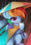 Size: 1191x1715 | Tagged: safe, artist:hitbass, imported from derpibooru, rainbow dash, pegasus, pony, chest fluff, ear fluff, female, mare, rain, sitting, solo, umbrella