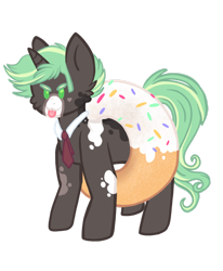 Size: 1920x2329 | Tagged: safe, artist:nightingalewolfie, imported from derpibooru, oc, oc only, oc:aaron limestone, pony, chibi, donut, food, simple background, solo, transparent background