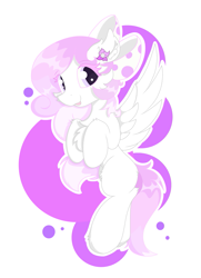 Size: 901x1242 | Tagged: safe, artist:fireworks sea, artist:焰心fireworks, imported from derpibooru, oc, oc only, pegasus, pony, abstract background, bow, chest fluff, ear fluff, female, flying, hair bow, looking at you, mare, smiling, solo, spread wings, wings