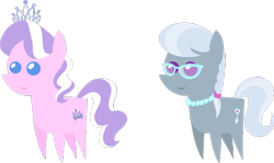 Size: 548x326 | Tagged: safe, artist:zacatron94, imported from derpibooru, diamond tiara, silver spoon, earth pony, pony, cropped, female, filly, glasses, jewelry, necklace, pointy ponies, simple background, tiara, transparent background, vector