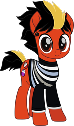 Size: 764x1291 | Tagged: safe, artist:lightningbolt, imported from derpibooru, earth pony, pony, .svg available, clothes, colored pupils, ear piercing, gauges, happy, jaime preciado, long sleeves, male, movie accurate, pierce the veil, piercing, ponified, shirt, simple background, smiling, solo, stallion, standing, svg, transparent background, vector