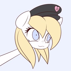 Size: 3000x3000 | Tagged: safe, artist:an-m, imported from derpibooru, oc, oc only, oc:aryanne, earth pony, pony, bust, debate in the comments, female, hat, impossibly long neck, mare, nazi, simple background, solo, swastika