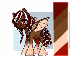 Size: 2560x1950 | Tagged: safe, artist:intfighter, imported from derpibooru, oc, oc only, bat pony, pony, bat pony oc, bat wings, braid, hoof fluff, solo, wings