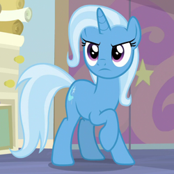 Size: 720x720 | Tagged: safe, imported from derpibooru, screencap, trixie, pony, unicorn, student counsel, angry, cropped, cute, female, madorable, mare, raised hoof, solo