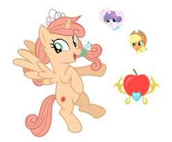 Size: 1280x1053 | Tagged: safe, artist:tenderrain-art, artist:tenderrain46, imported from derpibooru, applejack, princess flurry heart, alicorn, pony, female, magical lesbian spawn, mare, offspring, parent:applejack, parent:princess flurry heart, simple background, transparent background