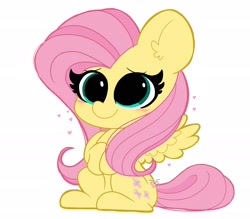 Size: 2048x1792 | Tagged: safe, artist:kittyrosie, imported from derpibooru, fluttershy, pegasus, pony, blushing, cute, ear fluff, female, heart, mare, shyabetes, simple background, sitting, solo, white background