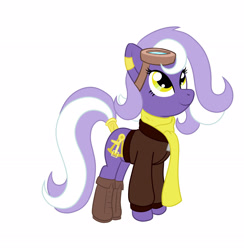 Size: 2420x2478 | Tagged: safe, artist:inkynotebook, imported from derpibooru, oc, oc:aether naut, earth pony, pony, boots, clothes, earth pony oc, female, goggles, hat, looking up, mare, scarf, shoes, smiling