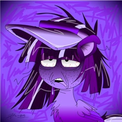 Size: 2314x2323 | Tagged: safe, artist:anime is magic, imported from derpibooru, twilight sparkle, alicorn, pony, my little pony: pony life, whoof-dunnit, spoiler:pony life s01e37, bloodshot eyes, digital art, female, g4.5, mare, scene interpretation, solo, spoilers for another series, tired, twilight sparkle (alicorn)