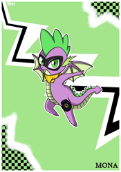 Size: 1542x2203 | Tagged: safe, artist:banquo0, imported from derpibooru, spike, dragon, art pack:my little persona ii, ascot, male, mask, morgana, persona, persona 5, phantom thief, phantom thieves, solo, winged spike, wings