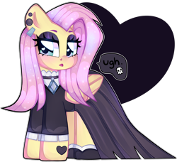 Size: 3292x3000 | Tagged: safe, artist:bunxl, imported from derpibooru, fluttershy, pegasus, pony, cute, dialogue, digital art, female, fluttergoth, mare, shyabetes, simple background, solo, transparent background