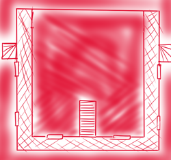 Size: 640x600 | Tagged: safe, artist:ficficponyfic, imported from derpibooru, part of a set, cyoa:madness in mournthread, cyoa, doors, floor plan, monochrome, overhead view, stares, story included