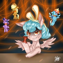 Size: 640x640 | Tagged: artist needed, safe, imported from derpibooru, applejack, cozy glow, rainbow dash, twilight sparkle