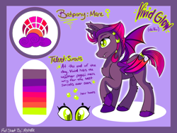 Size: 2224x1668 | Tagged: safe, artist:mychelle, imported from derpibooru, oc, oc only, oc:vivid glow, bat pony, pony, female, mare, reference sheet, solo