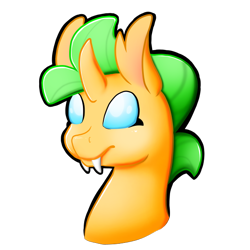 Size: 600x600 | Tagged: safe, artist:demon ascended, imported from derpibooru, oc, oc only, changeling, bust, changeling oc, digital art, fangs, horn, portrait, simple background, transparent background