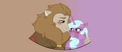 Size: 2255x974 | Tagged: safe, artist:tejedora, edit, idw, imported from derpibooru, radiant hope, scorpan, gargoyle, pony, unicorn, blushing, crack shipping, cropped, female, hopan, interspecies, male, shipping, straight