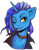 Size: 1812x2298 | Tagged: safe, artist:misterpolkovnik, imported from derpibooru, oc, oc only, oc:sight unseen, pony, unicorn, :3, blue coat, chest fluff, collar, female, horn, mare, one eye closed, simple background, smiling, smirk, solo, straight mane, transparent background, two toned mane, unicorn oc, wink, winking at you