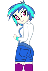 Size: 789x1164 | Tagged: safe, artist:gmaplay, imported from derpibooru, dj pon-3, vinyl scratch, equestria girls, ass, butt, clothes, looking back, simple background, socks, solo, stockings, thigh highs, transparent background, vinyl ass