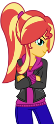 Size: 1024x2253 | Tagged: safe, artist:emeraldblast63, artist:nekojackun, imported from derpibooru, sunset shimmer, equestria girls, alternate hairstyle, clothes, jacket, solo, sweater