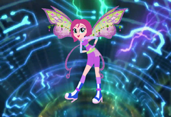 Size: 1070x730 | Tagged: safe, artist:selenaede, artist:user15432, imported from derpibooru, fairy, human, equestria girls, barely eqg related, base used, believix, boots, clothes, crossover, equestria girls style, equestria girls-ified, fairy wings, fingerless gloves, gloves, hand on hip, high heel boots, high heels, purple wings, rainbow s.r.l, shoes, socks, solo, tecna, wings, winx club