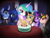 Size: 3000x2250 | Tagged: safe, artist:musical ray, imported from derpibooru, princess celestia, princess luna, twilight sparkle, oc, alicorn, pony, unicorn, birthday, birthday cake, birthday candles, cake, curved horn, food, horn, self insert, twilight sparkle (alicorn)