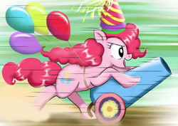 Size: 3508x2480 | Tagged: safe, artist:neoshrek, imported from derpibooru, pinkie pie, earth pony, pony, balloon, female, hat, party, party cannon, party hat, party hats