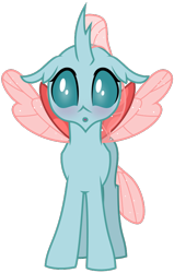 Size: 486x765 | Tagged: safe, artist:byteslice, imported from derpibooru, ocellus, changedling, changeling, .svg available, :o, blushing, female, open mouth, simple background, solo, spread wings, standing, svg, transparent background, vector, wings