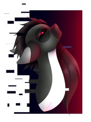 Size: 1500x2012 | Tagged: safe, artist:minelvi, imported from derpibooru, oc, oc only, earth pony, pony, black sclera, bust, earth pony oc, glowing eyes, red eyes, simple background, solo, transparent background