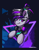 Size: 2346x3000 | Tagged: safe, artist:ciderpunk, imported from derpibooru, oc, oc only, pony, clothes, commission, ear piercing, earring, fishnets, headphones, jewelry, piercing, retrowave, synthwave