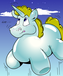 Size: 920x1108 | Tagged: safe, artist:calbeck, artist:roycalbeck, imported from derpibooru, balloon pony, inflatable pony, unicorn, floating, inflatable, inflation