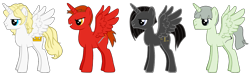 Size: 1185x359 | Tagged: safe, imported from derpibooru, oc, oc only, alicorn, pony, pony creator, alicorn oc, alternate universe, brothers, conquest, death, famine, four horsemen of the apocalypse, four horses of the apocalypse, horn, male, siblings, simple background, transparent background, war, wings