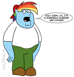 Size: 936x973 | Tagged: safe, artist:7thdementia, imported from derpibooru, rainbow dash, anthro, commission, commissioner:reversalmushroom, family guy, funny, peter griffin, reversalmushroom, serious rainbow, shitposting, simple background, transparent background, vulgar, wat, wtf