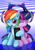 Size: 2480x3507 | Tagged: safe, artist:twidasher, imported from derpibooru, rainbow dash, twilight sparkle, pegasus, pony, cellphone, duo, eyes closed, female, gradient background, headphones, heads together, lesbian, listen, listening, listening to music, looking at you, one eye closed, phone, reflection, sharing headphones, shipping, signature, smartphone, smiling, twidash