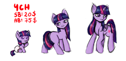 Size: 3093x1500 | Tagged: safe, artist:vaiola, imported from derpibooru, twilight sparkle, alicorn, pony, unicorn, age progression, auction, auction open, baby, baby pony, commission, cute, female, filly, filly twilight sparkle, foal, height difference, mare, simple background, smiling, twilight sparkle (alicorn), unicorn twilight, white background, ych example, ych sketch, younger, your character here