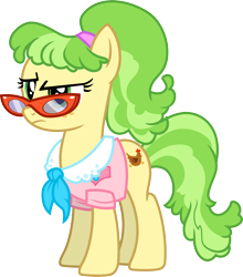 Size: 3000x3402 | Tagged: safe, artist:jeatz-axl, imported from derpibooru, chickadee, ms. peachbottom, earth pony, pony, clothes, female, glasses, high res, mare, simple background, solo, transparent background, unamused, vector