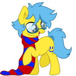 Size: 480x480 | Tagged: artist needed, safe, imported from derpibooru, oc, oc only, oc:happy sunshine, earth pony, pony, glasses, male, raised hoof, simple background, smiling, solo, stallion, transparent background