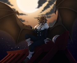 Size: 2823x2338 | Tagged: safe, artist:taiga-blackfield, imported from derpibooru, oc, oc only, oc:valencia, anthro, bat pony, unguligrade anthro, bat pony oc, bat wings, solo, wings