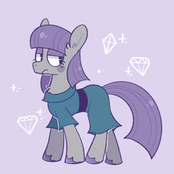 Size: 1280x1280 | Tagged: safe, artist:bumblesnail-art, imported from derpibooru, maud pie, earth pony, pony, chest fluff, colored hooves, diamond, female, gem, mare, purple background, simple background, solo