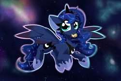 Size: 3543x2362 | Tagged: safe, artist:jubyskylines, imported from derpibooru, princess luna, alicorn, chest fluff, cookie, cute, food, lunabetes, space