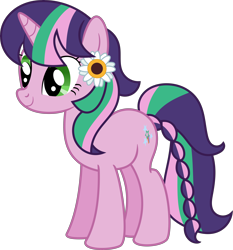 Size: 6782x7268 | Tagged: safe, artist:digimonlover101, artist:shootingstarsentry, imported from derpibooru, oc, oc only, oc:falling star, pony, unicorn, absurd resolution, female, flower, flower in hair, mare, offspring, parent:timber spruce, parent:twilight sparkle, parents:timbertwi, simple background, solo, transparent background