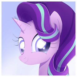 Size: 1024x1024 | Tagged: safe, artist:nnaly, imported from derpibooru, starlight glimmer, pony, unicorn, bust, cute, female, glimmerbetes, looking at you, mare, portrait, smiling, solo