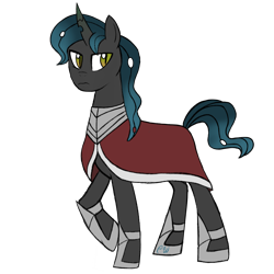 Size: 3000x3000 | Tagged: safe, artist:chelseawest, imported from derpibooru, changepony, hybrid, pony, cloak, clothes, interspecies offspring, male, offspring, parent:king sombra, parent:queen chrysalis, parents:chrysombra, simple background, solo, transparent background