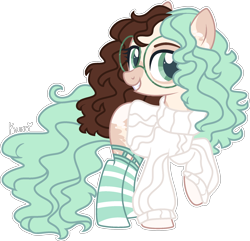 Size: 2026x1955 | Tagged: safe, artist:kurosawakuro, imported from derpibooru, oc, oc only, earth pony, pony, base used, clothes, female, glasses, mare, simple background, socks, solo, striped socks, sweater, transparent background
