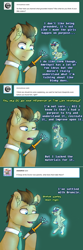 Size: 750x2254 | Tagged: safe, artist:fairyrave, imported from derpibooru, doctor whooves, time turner, oc, oc:neosurgeon, earth pony, pony, lovestruck derpy, comic, doctor who, hologram, male, necktie, sonic screwdriver, stallion, the doctor