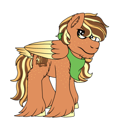 Size: 1280x1280 | Tagged: safe, artist:quakingaspens, imported from derpibooru, oc, oc only, oc:apple whiskey sour, pegasus, pony, bandana, colored wings, colored wingtips, freckles, male, offspring, parent:big macintosh, parent:derpy hooves, parents:derpymac, shoulder freckles, simple background, solo, stallion, tail feathers, transparent background, unshorn fetlocks, wings